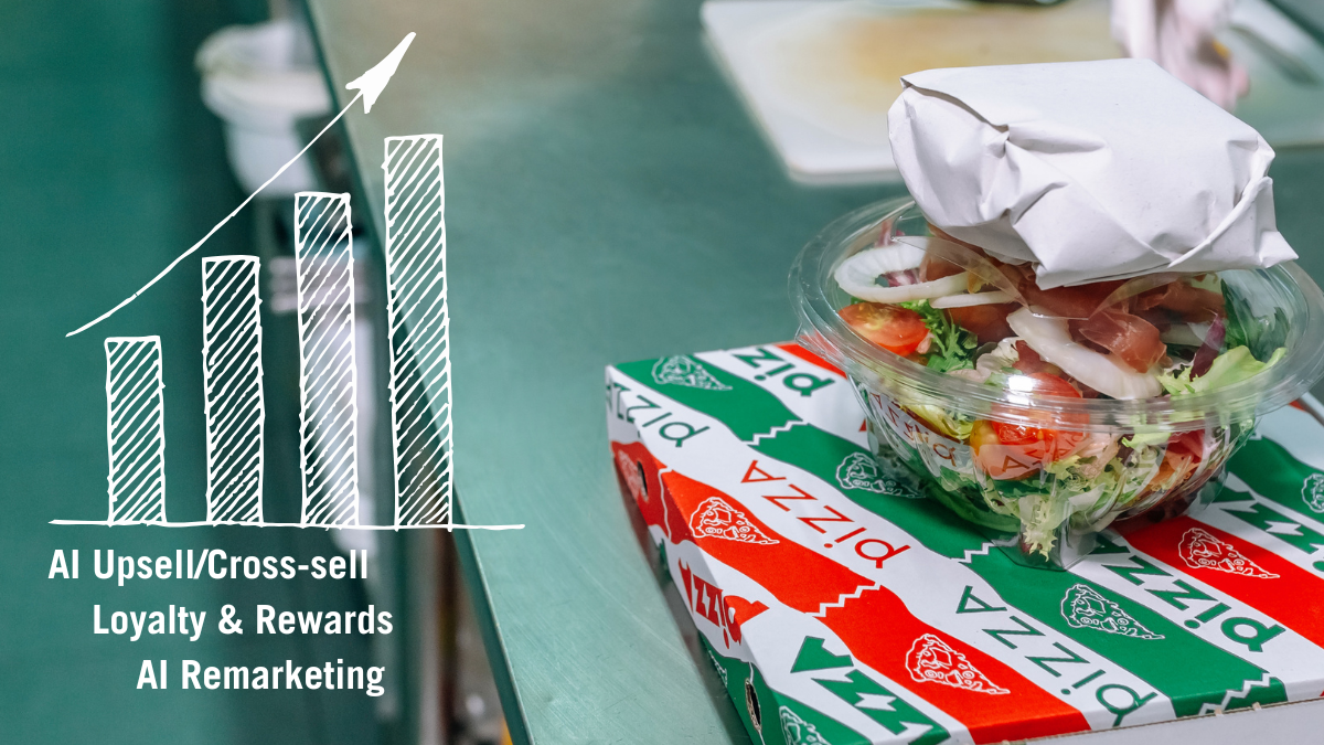 take out food with a graph overlay showing an upward trend